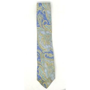 Vtg 90s Y2K Lands End Mens Neck Tie 100% Silk Paisley Pastel Hand Sewn in USA